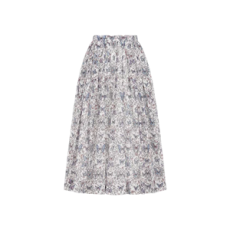 디올 플레어 미디 스커트 화이트 코튼 모슬린