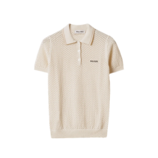 미우미우 코튼 폴로 셔츠 라이트 베이지