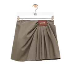 로에베 코튼 실크 드레이프 스커트 카키 브라운