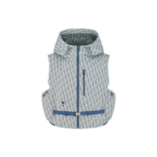 디올 리베라 후드 베스트 블루 & 화이트 디올 오블리크 자카드 테크니컬 태피터