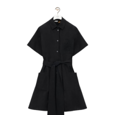 로에베 비스코스 린넨 셔츠 드레스 블랙