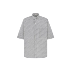 디올 오블리크 반소매 오버셔츠 그레이 코튼 데님