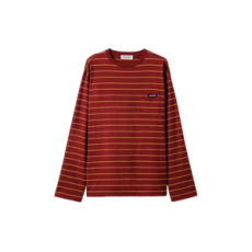 미우미우 롱 슬리브 코튼 저지 티셔츠 아마란스 & 옐로우