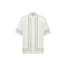 디올 Christian Dior Couture 은방울꽃 반소매 셔츠 화이트 실크 트윌
