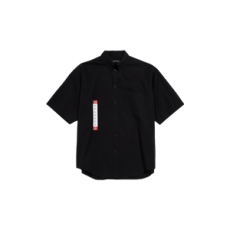 발렌시아가 워크웨어 쇼트 슬리브 라지 핏 셔츠 블랙