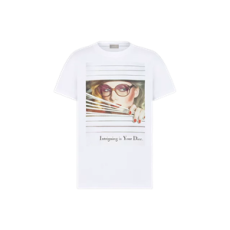 디올 헤리티지 프린트 티셔츠 화이트 스톤워시 코튼 저지