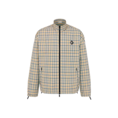 디올 CD Diamond 자수 지퍼 셔츠 베이지 타탄 코튼 블렌드