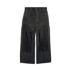 발렌시아가 남성 립드 오프 배기 팬츠 블랙