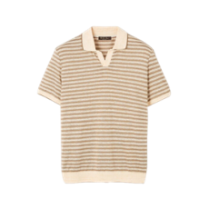 로로피아나 엘보 폴로 셔츠 카멜 팬시
