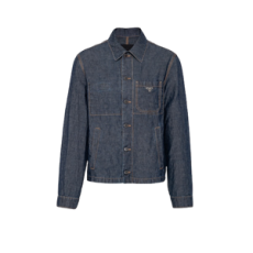 프라다 샴브레이 블루종 자켓 네이비