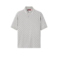 구찌 코튼 피케 자카드 폴로 셔츠 그레이