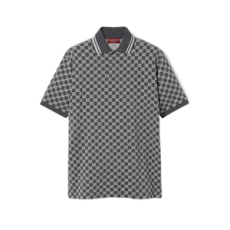 구찌 코튼 피케 자카드 폴로 셔츠 다크 그레이