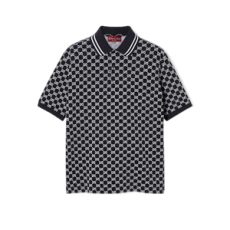 구찌 코튼 피케 자카드 폴로 셔츠 네이비