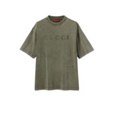 구찌 프린트 코튼 저지 티셔츠 포레스트 그린