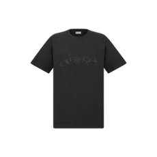 디올 앤 루이스 해밀턴 티셔츠 캐주얼 핏 블랙 코튼 저지