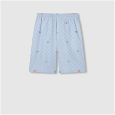 구찌 스트라이프 코튼 볼링 쇼츠 라이트 블루/화이트