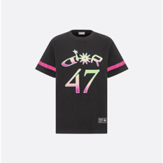 디올 앤 루이스 해밀턴 티셔츠 캐주얼 핏 블랙 슬러브 코튼 저지