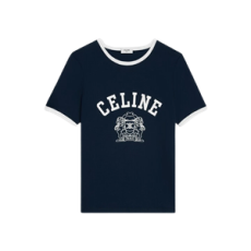 셀린느 블라종 70's 코튼 저지 티셔츠 네이비 오프 화이트