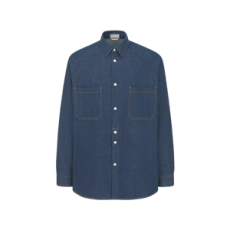 디올 크리스찬 디올 쿠튀르 셔츠 네이비 블루 라이트웨이트 코튼 트윌