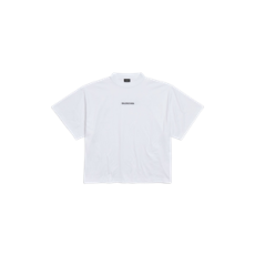 발렌시아가 여성 백 크롭 티셔츠 화이트/블랙