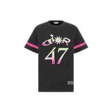 디올 DIOR AND LEWIS HAMILTON 티셔츠 블랙 슬러브 코튼 저지