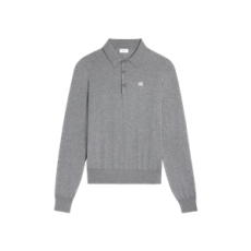 셀린느 파인 코튼 폴로 스웨터 미디움 그레이