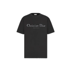 디올 Couture 티셔츠 캐주얼 핏 블랙 디스트레스드-이펙트 코튼 저지