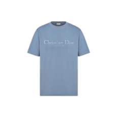 디올 Couture 티셔츠 캐주얼 핏 블루 디스트레스드-이펙트 코튼 저지