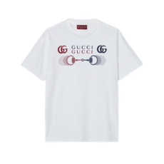 구찌 프린트 코튼 저지 티셔츠 화이트