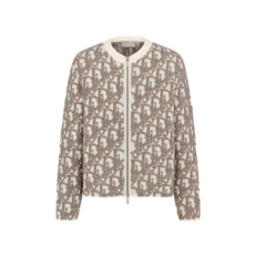 디올 Oblique 가디건 화이트 울 코튼 블렌드 자카드