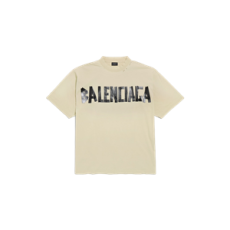 발렌시아가 테이프 타입 미디엄 핏 티셔츠 베이지