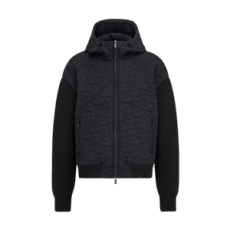 디올 Oblique 후드 블루종 재킷 블랙 코튼 블렌드 니트