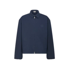 디올 CD 아이콘 지퍼 재킷 네이비 블루 코튼 트윌