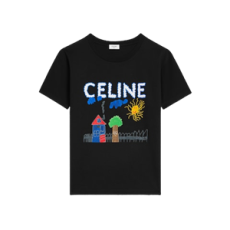 셀린느 레귤러 티셔츠 - 코튼 저지 블랙