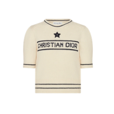 디올 숏슬리브 스웨터 캐시미어 울 니트 에크루