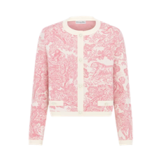 디올 Dioriviera 크롭 재킷 화이트 테크니컬 니트 & 체리 블라썸 핑크 Toile de Jouy Sauvage 모티브