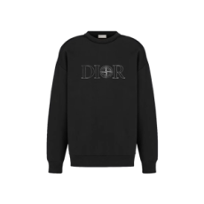 디올 x 스톤 아일랜드 코튼 플리스 스웨트셔츠 블랙