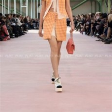 샤넬 25ss 코튼 트위드 스커트 핑크 옐로우