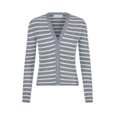 디올 Dioriviera 가디건 데님 블루 & 화이트 D-Stripes 린넨 실크 스트레치 니트