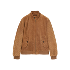 구찌 자수 GG 스웨이드 봄버 자켓 카멜