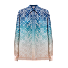 카사블랑카 블루 그라디언트 실크 블라우스