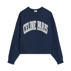 셀린느 셀린느 오버사이즈 스웨트셔츠 코튼 플리스 네이비 스톤워시드 오프 화이트