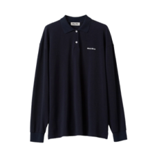 미우 미우 코튼 피케 폴로 셔츠 네이비