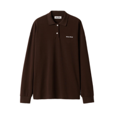 미우 미우 코튼 피케 폴로 셔츠 코코아 브라운