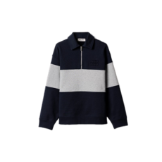 미우미우 하프 집업 코튼 스웨트셔츠 블루 그레이