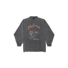 발렌시아가 남성 트빌리시 롱 슬리브 라지 핏 티셔츠 블랙