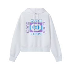 구찌 프린트 디테일의 코튼 후드 스웨트셔츠