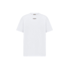 디올 Christian Dior Paris 라벨 티셔츠, 캐주얼 핏 화이트 유광 코튼 저지