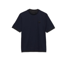 프라다 코튼 티셔츠 블루 다크그레이