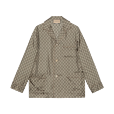 구찌 GG 슈프림 프린트 실크 자켓 베이지 에보니